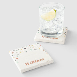 Porta-copo De Pedra Terrazzo Azulejo Confetti Estilo Moderno Tones Ter