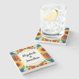 Porta-copo De Pedra Terreno de Verão Floral Geométrico