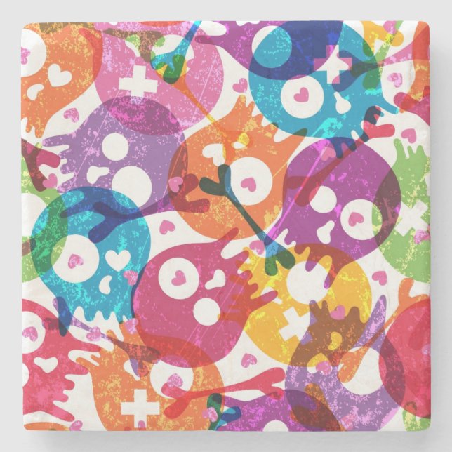 Porta-copo De Pedra Teste padrão 3 dos crânios (Frente)