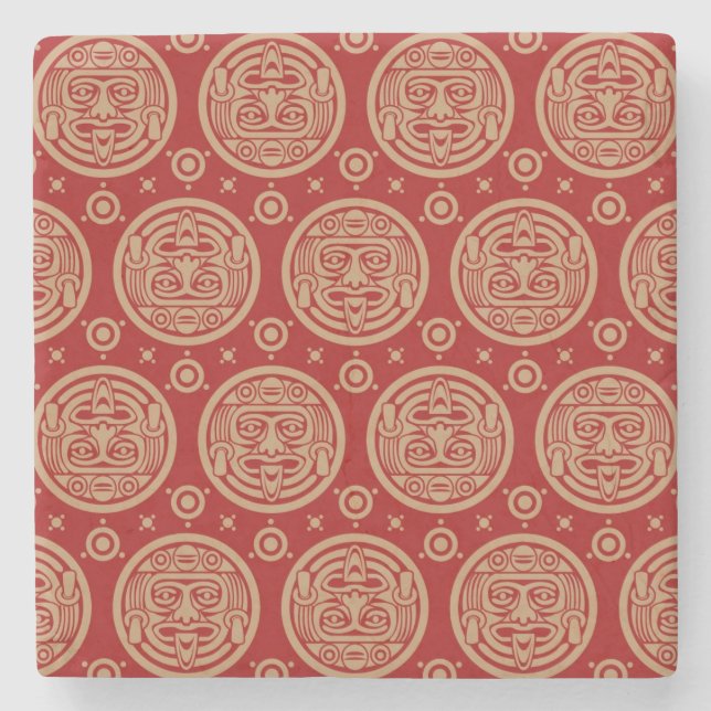 Porta-copo De Pedra Teste padrão asteca (Frente)