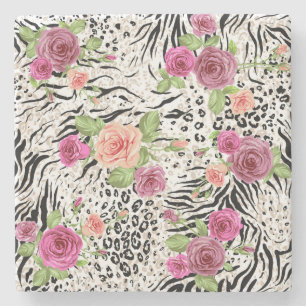 Porta-copo De Pedra Teste padrão com impressões animais