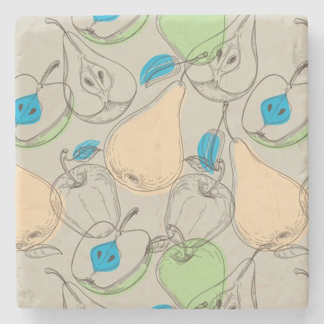 Porta-copo De Pedra Teste padrão das frutas (Frente)