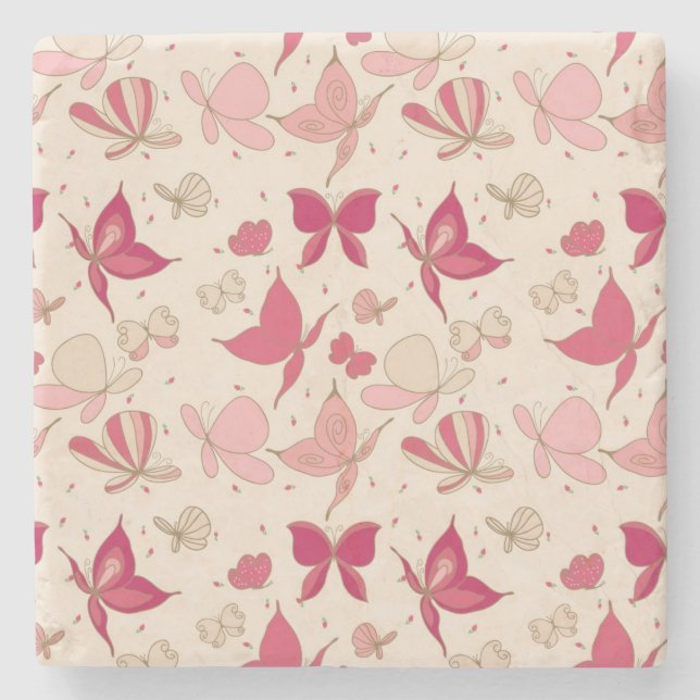 Porta-copo De Pedra teste padrão de borboleta (Frente)