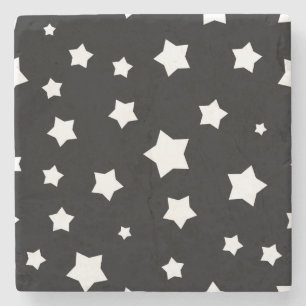 Porta-copo De Pedra Teste padrão de estrelas preto e branco