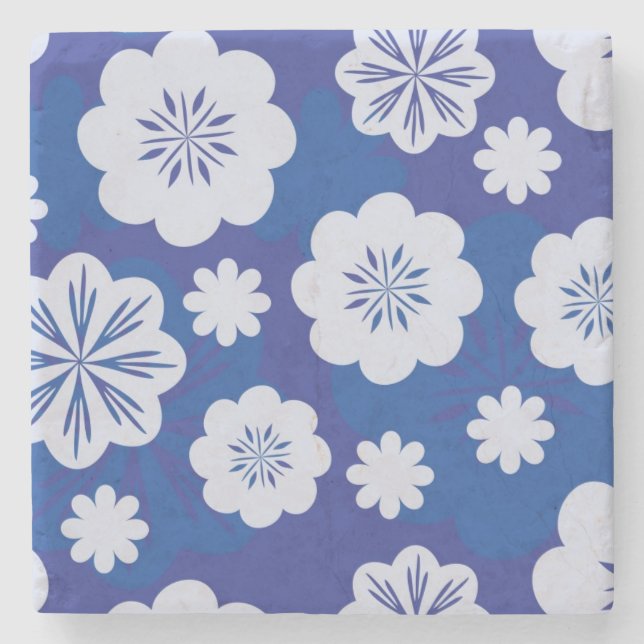 Porta-copo De Pedra teste padrão de flor (Frente)