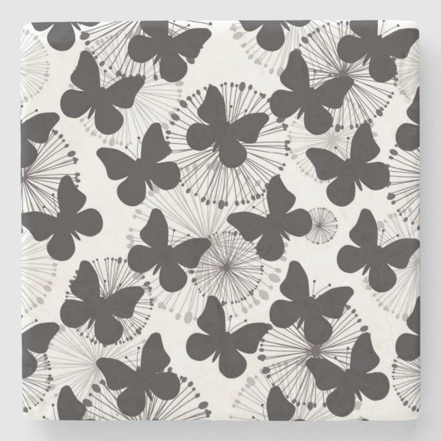 Porta-copo De Pedra teste padrão de uma borboleta (Frente)