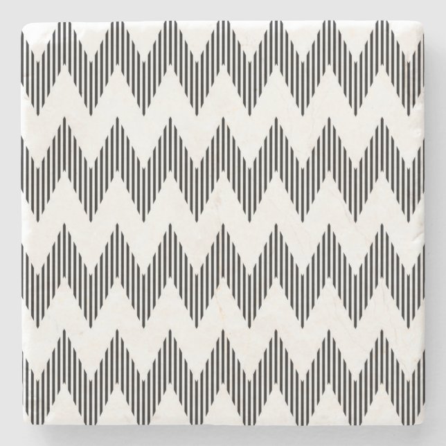 Porta-copo De Pedra Teste padrão de ziguezague geométrico (Frente)