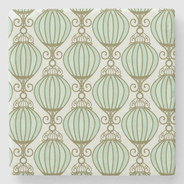 Porta-copo De Pedra Teste padrão do azul de Motton (Frente)