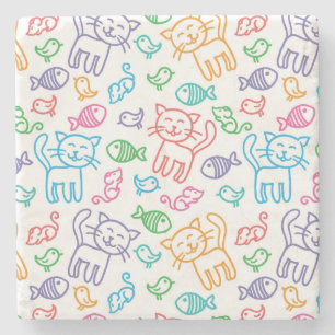 Porta-copo De Pedra teste padrão do gato