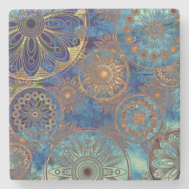 Porta-copo De Pedra Teste padrão do grunge da arte (Frente)