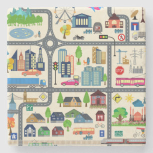 Porta-copo De Pedra Teste padrão do mapa da cidade