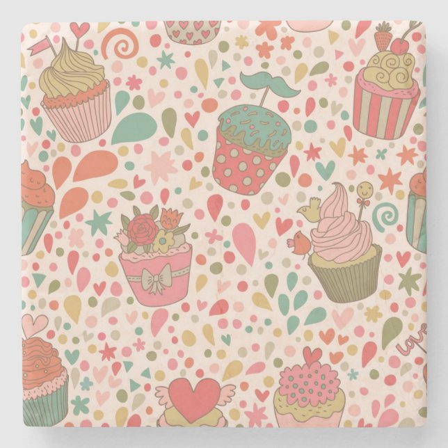 Porta-copo De Pedra Teste padrão doce (Frente)