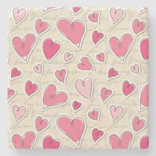 Porta-copo De Pedra Teste padrão dos corações