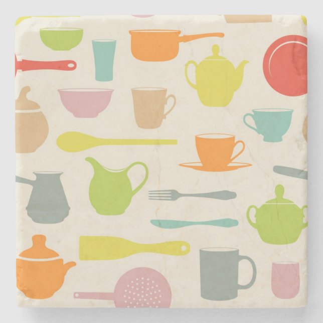 Porta-copo De Pedra Teste padrão dos pratos (Frente)