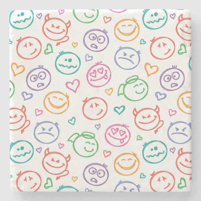 Porta-copo De Pedra teste padrão dos sorrisos (Frente)