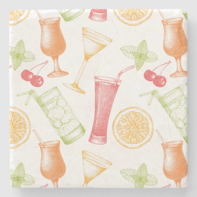 Porta-copo De Pedra Teste padrão esboçado do cocktail (Frente)