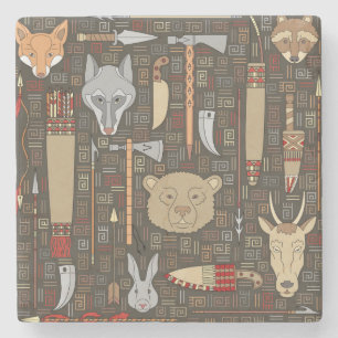 Porta-copo De Pedra Teste padrão étnico da caça
