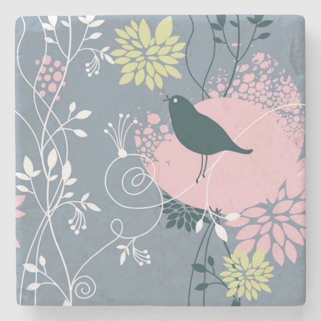 Porta-copo De Pedra Teste padrão floral 10 (Frente)