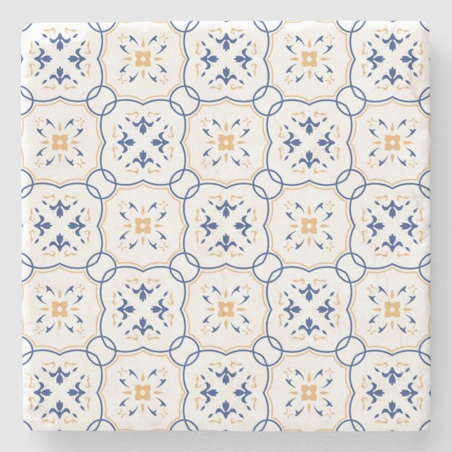 Porta-copo De Pedra Teste padrão floral 2 (Frente)