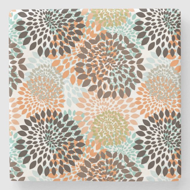 Porta-copo De Pedra Teste padrão floral 8 (Frente)