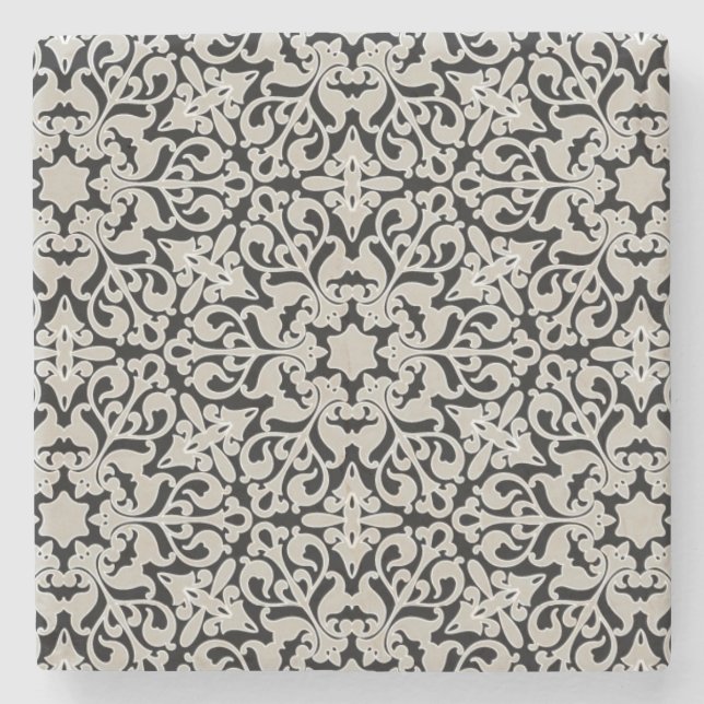 Porta-copo De Pedra Teste padrão floral árabe (Frente)