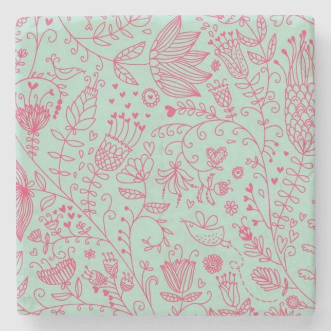 Porta-copo De Pedra Teste padrão floral bonito do verão (Frente)