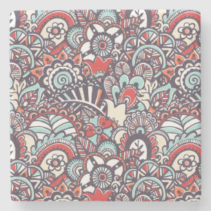 Porta-copo De Pedra Teste padrão floral do Doodle de Paisley