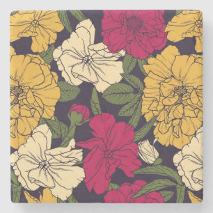 Porta-copo De Pedra Teste padrão floral elegante