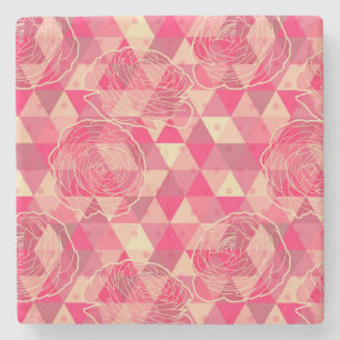 Porta-copo De Pedra Teste padrão geométrico da flor