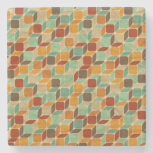 Porta-copo De Pedra Teste padrão geométrico retro 4