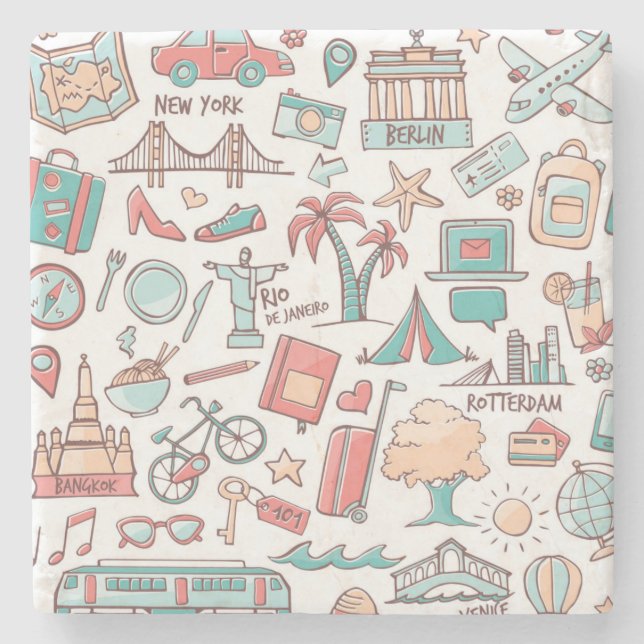 Porta-copo De Pedra Teste padrão Pastel do turista (Frente)