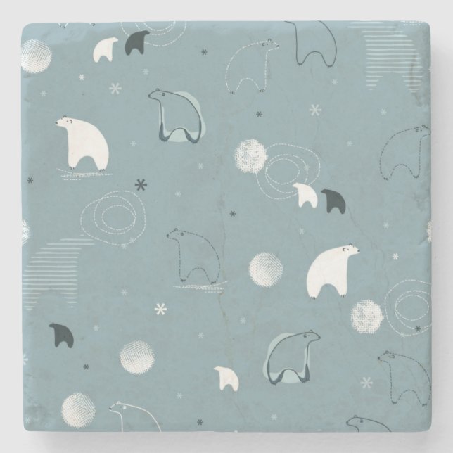 Porta-copo De Pedra teste padrão que indica um polar bonito (Frente)