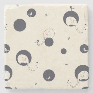 Porta-copo De Pedra Teste padrão tímido do elefante