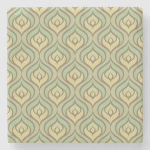 Porta-copo De Pedra Teste padrão verde e amarelo do vintage retro