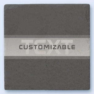 Porta-copo De Pedra Texto Camadas Modernas Personalizáveis Preto e C