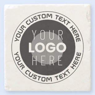 Porta-copo De Pedra Texto Circular Editável & Logotipo Substituível   