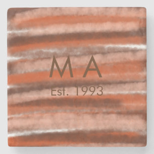 Porta-copo De Pedra texto marrom rústico boho adicionar nome letra ano