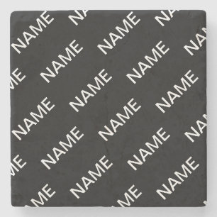 Porta-copo De Pedra Texto Personalizável Preto e Branco Moderno e Ne