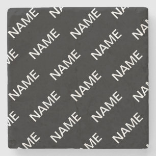 Porta-copo De Pedra Texto personalizável   Preto e Branco Moderno Negr