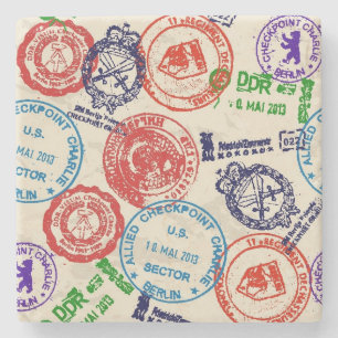 Porta-copo De Pedra Textura com selos reais.