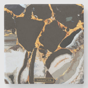 Porta-copo De Pedra Textura de Abstrato Marble