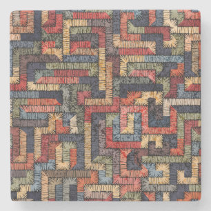 Porta-copo De Pedra Textura geométrica bordada, étnica