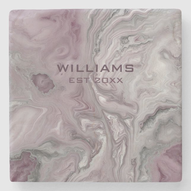 Porta-copo De Pedra Textura Personalizada da Cinza Rosa Pastel (Frente)