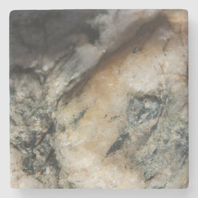 Porta-copo De Pedra Textura preto e branco de mineral de quartzo (Frente)