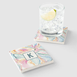 Porta-copo De Pedra Textura primavera orgânica com formas onduladas fl