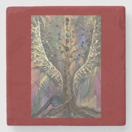 Porta-copo De Pedra Th Divine Tree Of Life celestial wings and jewels