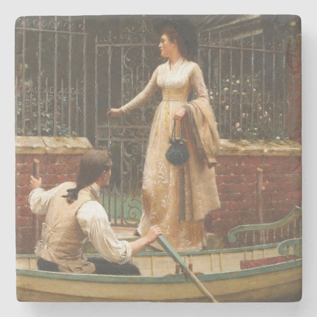 Porta-copo De Pedra The Elopement (Romantic Date) (por E.B. Leighton) (Frente)