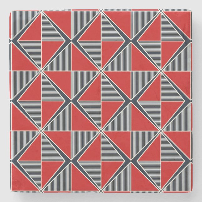 Porta-copo De Pedra The Hetman’s Shield: Crimson & Slate Geometric (Frente)