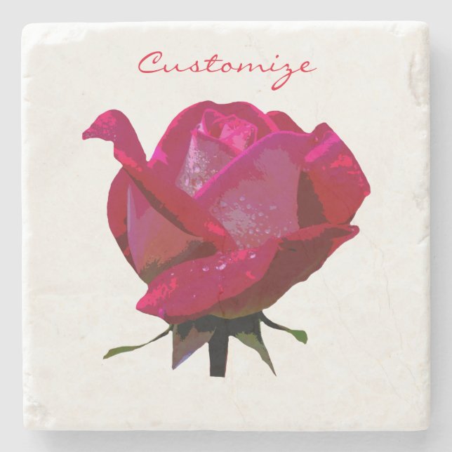 Porta-copo De Pedra Thunder_Cove do rosa vermelha (Frente)