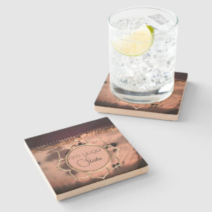 Porta-copo De Pedra Tie Dye OM Lotus, cor-de-rosa, para o negócio